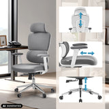 Height-adjustable headrest, armrests and gas spring of the Professional Office Chair Ergomy WF 2 by hjh OFFICE (AI-generated image)