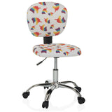 Swivel Chair – Children KID BUBBLE with colourful rainbow motif and five-caster base by hjh OFFICE – 360-degree view (front view 15°)