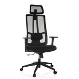 Black Professional Office Chair TRAMORE with mesh back and five-caster base by hjh OFFICE – 360-degree view (front view 15°)