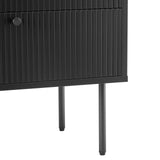 Ribbed front and black metal legs of the Sideboard KARBY S by hjh LIVING
