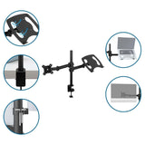 Black Monitor Mount VM-MH2 with laptop tray and desk mount by hjh OFFICE