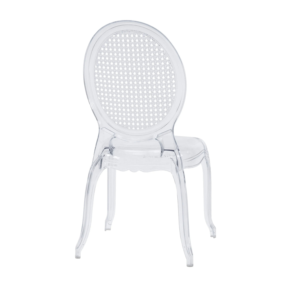 Transparent Four-legged chair CRISTALIO with oval backrest made of clear plastic by hjh LIVING