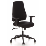 Black Professional Office Chair PRO-TEC 100 with armrests and five-caster base by hjh OFFICE – 360-degree view (front three-quarter view 40°)