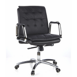 Black Professional Executive Chair VILLA 10 with quilted upholstery and five-caster base by hjh OFFICE – 360-degree view (front view 20°)