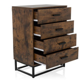 Brown chest of drawers VINSTRA with four extended drawers and black metal frame by hjh LIVING