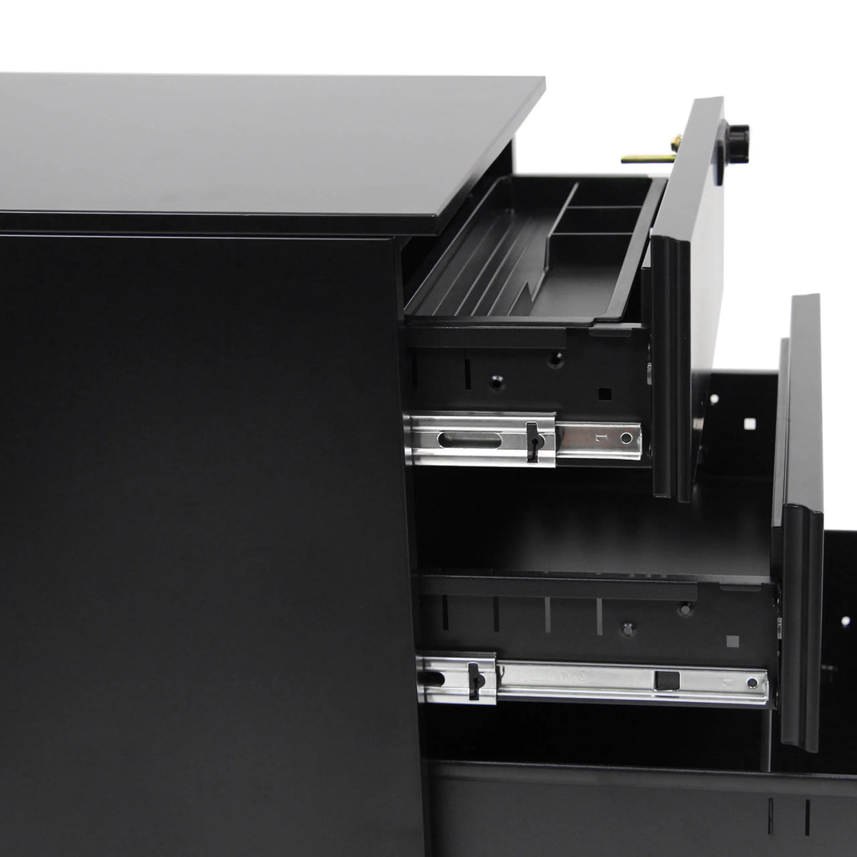 Extended drawers with metal runners of the COLOR OS I mobile drawer unit in black by hjh OFFICE