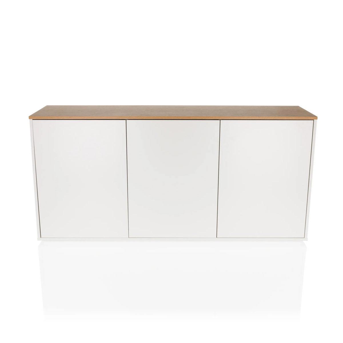 White Sideboard KELO S with an oak-look worktop and three doors by hjh LIVING – 360-degree view (front view 0°)