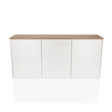 White Sideboard KELO S with an oak-look worktop and three doors by hjh LIVING – 360-degree view (front view 0°)