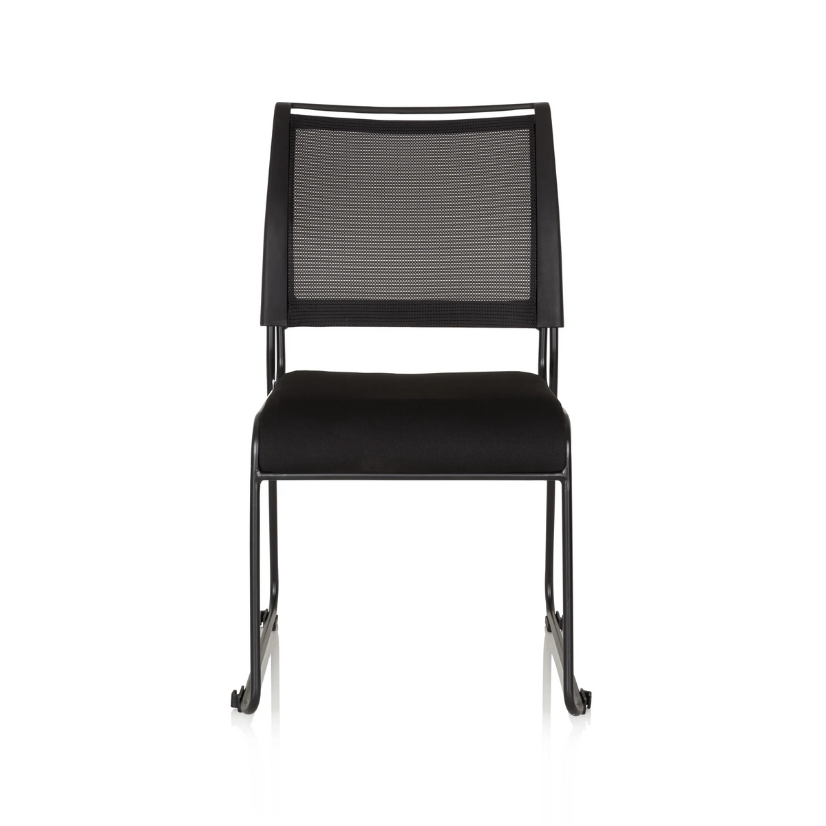 Black guest chair PADUA V with mesh back and padded seat by hjh OFFICE – 360-degree view (front view 0°)
