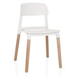 White Four-legged chair SCANDI E with wooden legs by hjh LIVING – 360-degree view (front view 15°)