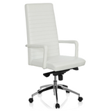 White Professional Executive Chair LENGA with horizontal stitching and five-caster base by hjh OFFICE – 360-degree view (front three-quarter view 40°)