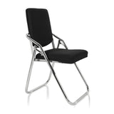 Black Folding chair ESTO with fabric cover and chrome frame by hjh OFFICE – 360-degree view (front three-quarter view 60°)