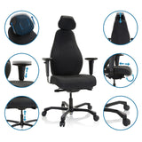 Various adjustment options of the Professional Executive Chair RESISTIO XXL in black by hjh OFFICE