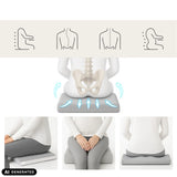 Grey MEDISIT V seat cushion in various views and schematic representations by hjh OFFICE (AI-generated image)