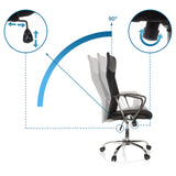 Backrest adjustment mechanism with 90° tilt angle on the ARIA HIGH Home Office Executive Chair by hjh OFFICE