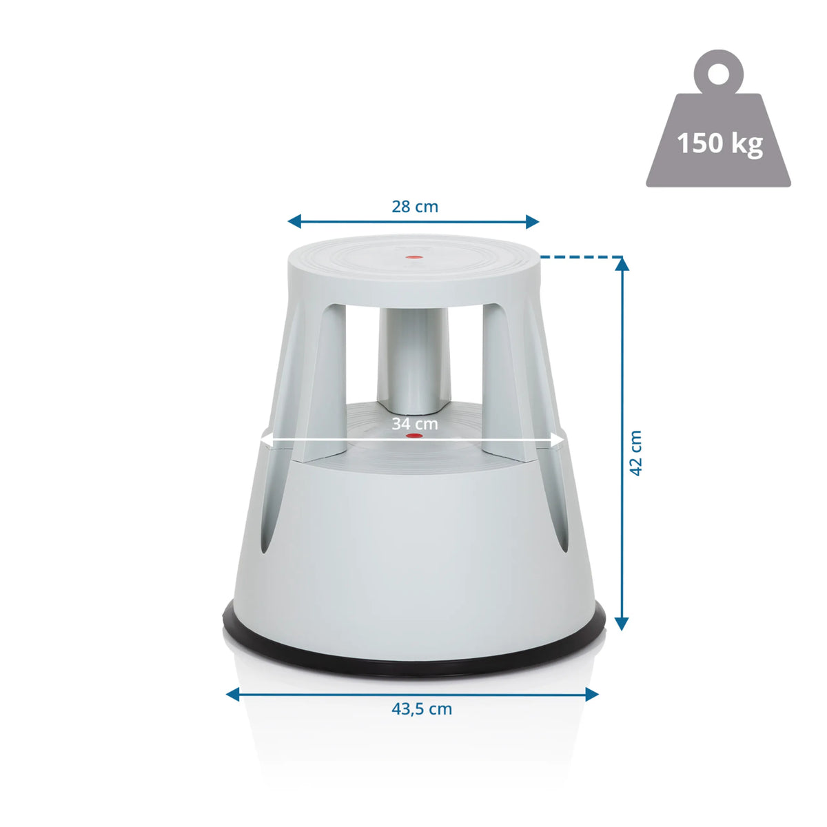 Dimensional drawing of the Step stool TIO-M I with a height of 42 cm and a load capacity of 150 kg by hjh OFFICE