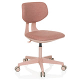 Pink Swivel Chair – Children KID COLORE with padded surfaces and five-caster base by hjh OFFICE – 360-degree view (front three-quarter view 30°)