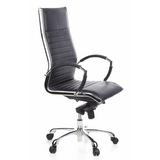 Black Professional Executive Chair PARMA 20 with quilted leather upholstery and five-caster base by hjh OFFICE – 360-degree view (front three-quarter view 60°)