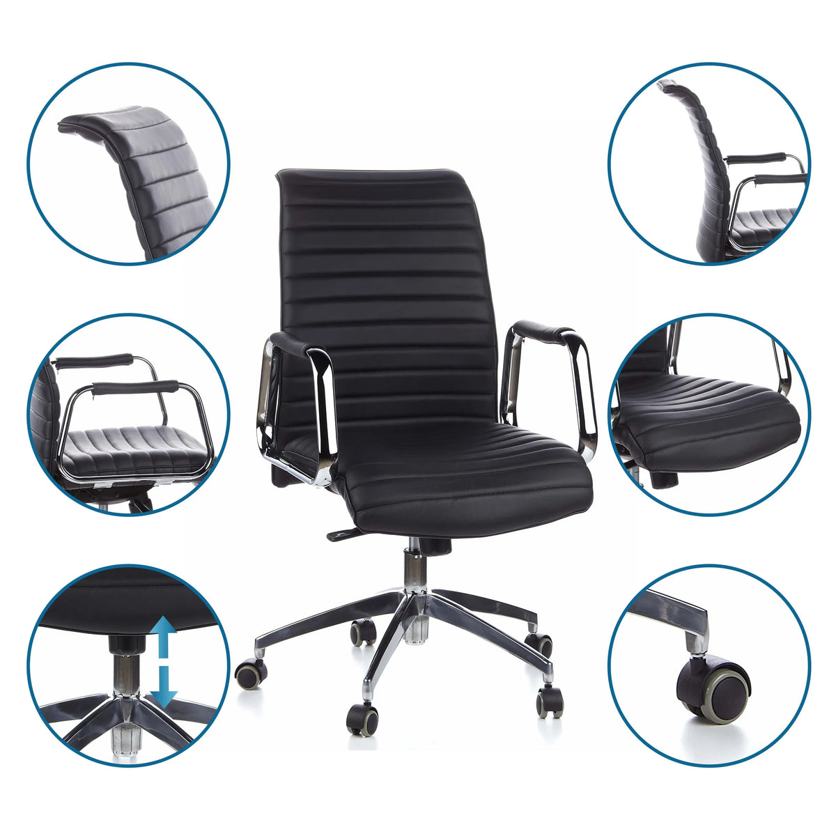 Professional Executive Chair ASPERA 10 in black with chrome star base and castors by hjh OFFICE