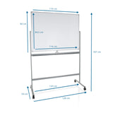 Technical drawing of the Whiteboard MULTIBOARD I with a total height of 187 cm by hjh OFFICE