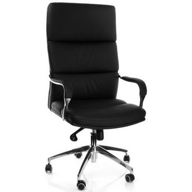Black Professional Executive Chair BRUNELLO 20 with leather upholstery and chromed base by hjh OFFICE