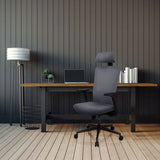 Grey Professional Office Chair CAPTIVO with headrest and armrests at a desk by hjh OFFICE