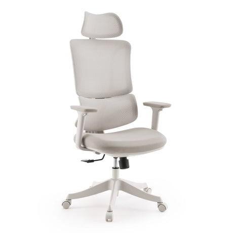 Homeoffice-Bürostuhl Ergomy Colore in Beige mit Netzbezug und Kopfstütze von MyBuero