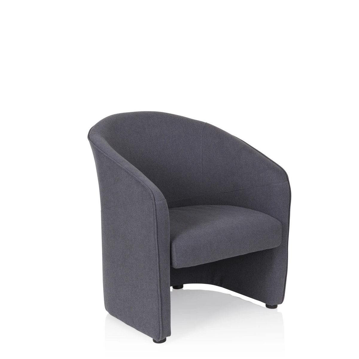 Dark grey Upholstered armchair SAN JUAN with rounded backrest and armrests by hjh OFFICE – 360-degree view (front three-quarter view 40°)