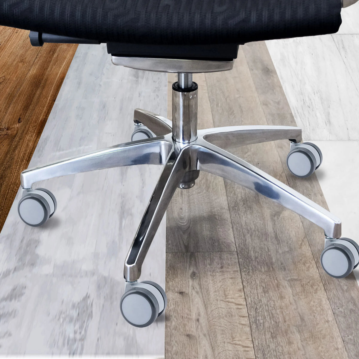 Five-star base with white-grey castors 5x ROLO MOVE 60 11mm/60mm for hard floors by hjh OFFICE