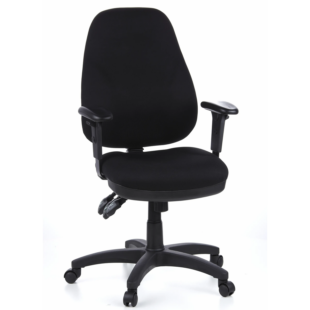 Black Professional Office Chair ZENIT PRO with armrests and five-caster base by hjh OFFICE – 360-degree view (front view 20°)
