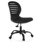 Black Home Office Chair CASLA with mesh back and five-caster base by hjh OFFICE – 360-degree view (front three-quarter view 45°)