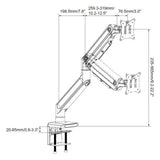 Technical drawing of the Monitor Mount VM-MG1S with a maximum height of 565 mm by hjh OFFICE