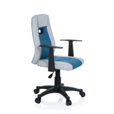 Grey-blue Swivel Chair – Children KIDDY EXTRA with armrests and five-caster base by hjh OFFICE – 360-degree view (front three-quarter view 60°)