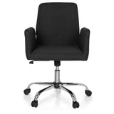 Black Home Office Chair FLOW with armrests and glossy five-caster base by hjh OFFICE – 360-degree view (front view 0°)