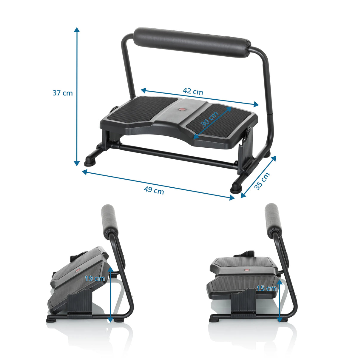 Dimensional drawing of the Footrest PODI F with a width of 49 cm and height of 37 cm by hjh OFFICE