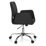 Black Home Office Chair FLOW with armrests and glossy five-caster base by hjh OFFICE – 360-degree view (side profile 80°)