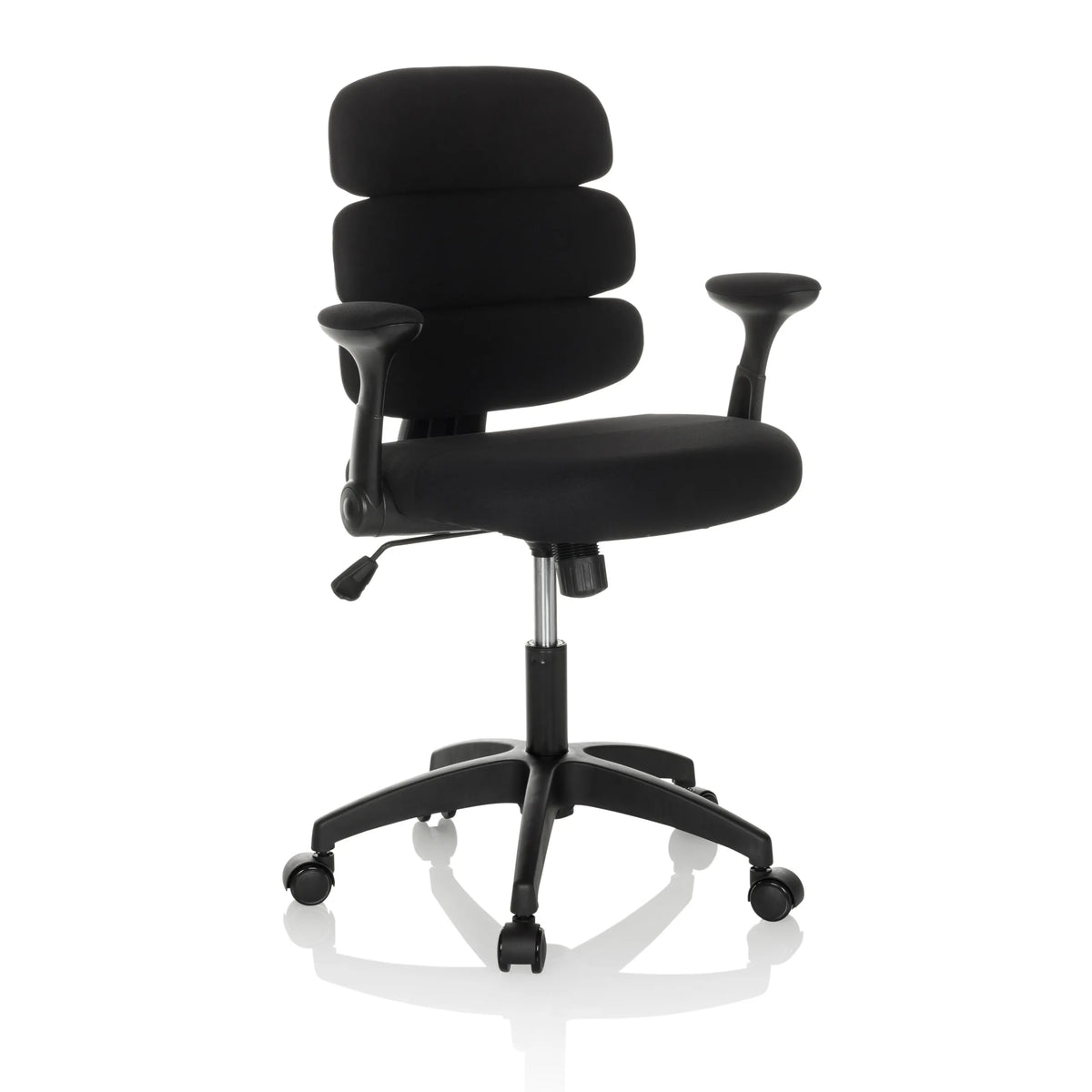 Black Swivel Chair – Children KID ERGOLINO B with padded backrest and five-caster base by hjh OFFICE – 360-degree view (front three-quarter view 30°)