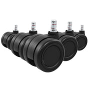 Fünf schwarze Stuhlrollen 5x ROLO COLOR 60 11mm/60mm für Hartböden mit metallenen Stiften von hjh OFFICE