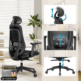 Adjustable headrest, lumbar support and gas lift of the Professional Office Chair Vivadapt by hjh OFFICE (AI-generated image)
