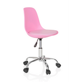 Pink Swivel Chair – Children FANCY II with curved shell and five-caster base by hjh OFFICE – 360-degree view (front three-quarter view 60°)