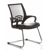 Black Cantilever chair VISTO NET V with mesh back, padded seat and armrests by hjh OFFICE – 360-degree view (front three-quarter view 40°)