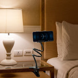 Black Mobile phone & tablet holder FLEXMOBI with flexible gooseneck arm by hjh OFFICE