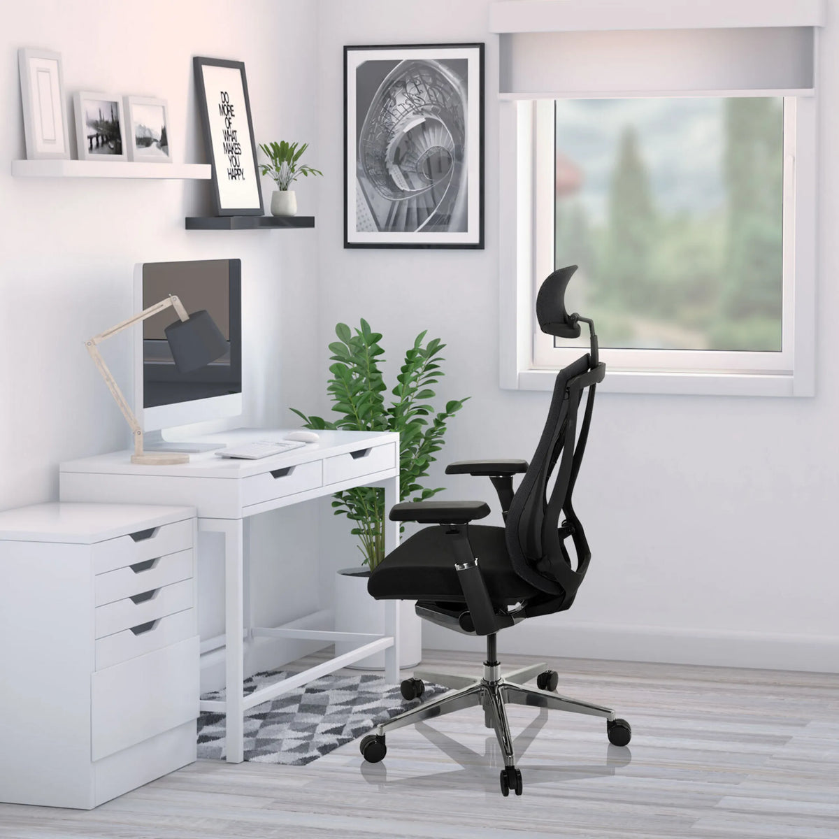 Black High End Office Chair INSPERO with headrest and armrests by hjh OFFICE