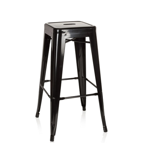 Schwarzer Barhocker VANTAGGIO HIGH aus Metall mit quadratischer Sitzfläche und Fußstützen von hjh OFFICE