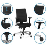 Adjustable features of the Professional Office Chair PRO-TEC 350 in black by hjh OFFICE