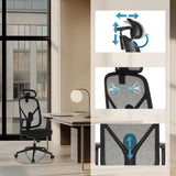 Adjustable headrest and lumbar support of the RALOO ECO Professional Office Chair in black by hjh OFFICE