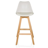 White Bar stool SCANDI HIGH with wooden frame and footrest by hjh LIVING – 360-degree view (front view 0°)