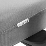 Grey fabric upholstery with brand logo on the Sedito Home Office Chair by hjh OFFICE