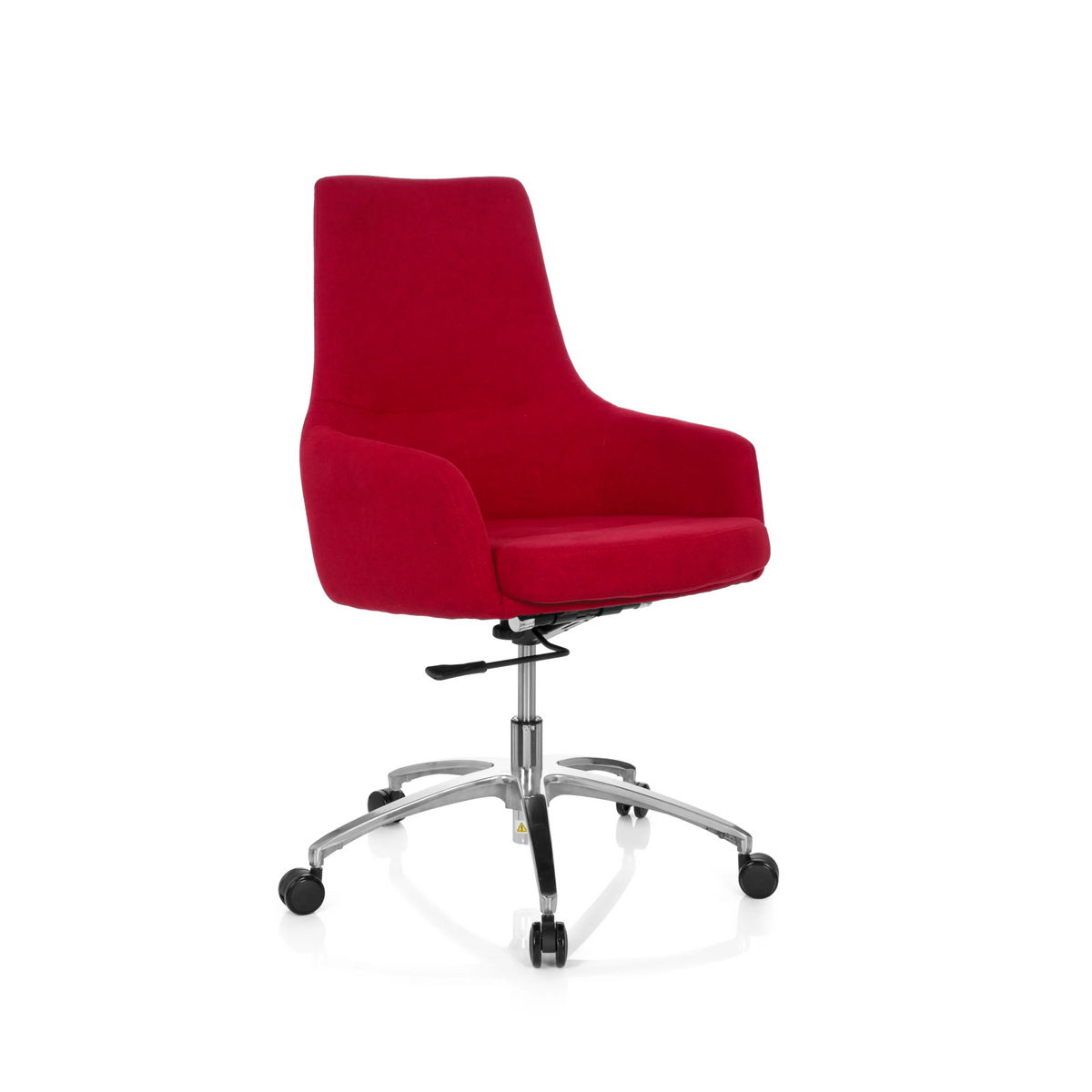 Red Home Office Chair SHAKE 100 with padded seat and five-caster base by hjh OFFICE – 360-degree view (front three-quarter view 40°)