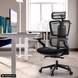 Black Professional Office Chair Ergo U2 Flex3 with mesh backrest and headrest by hjh OFFICE (AI-generated image)